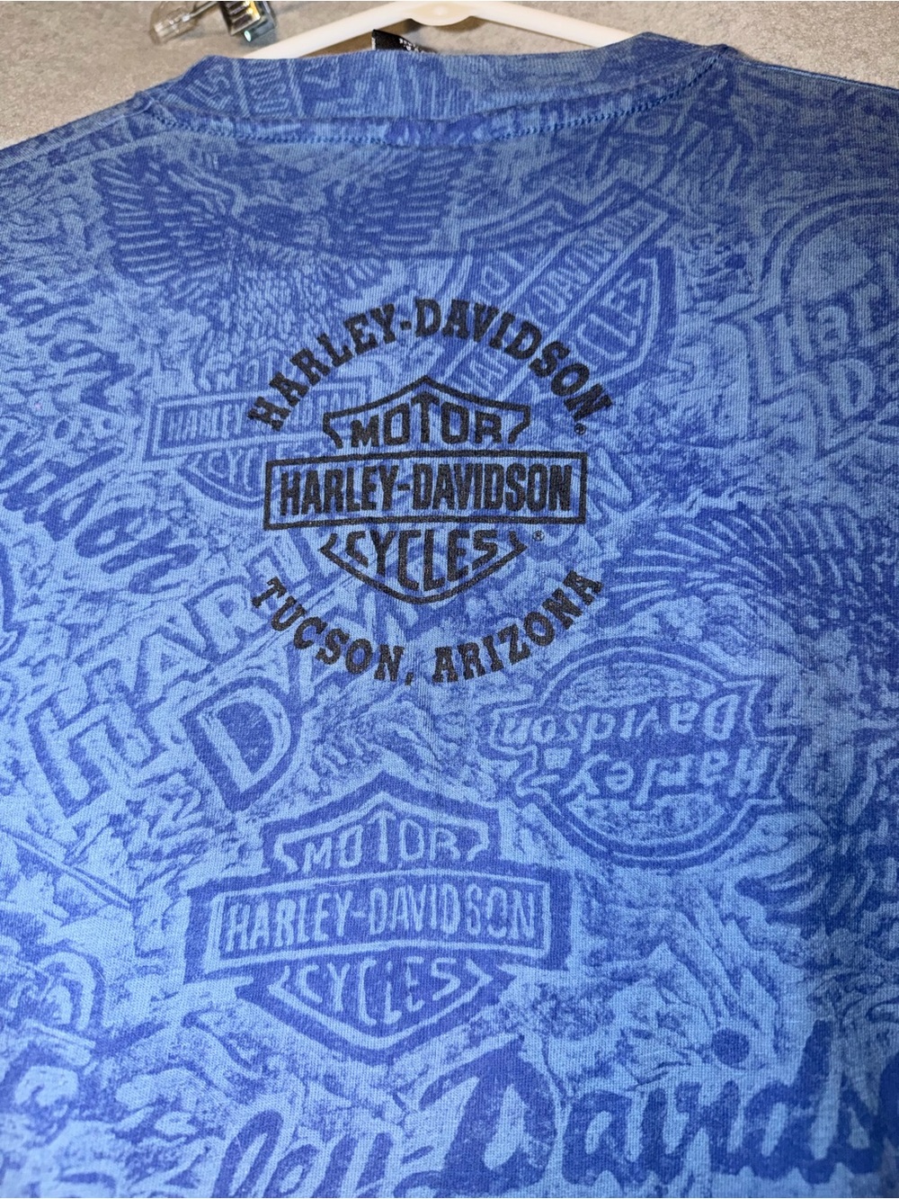 Harley-Davidson Blue Allover Logo Short Sleeve Tee - Picture 6 of 8